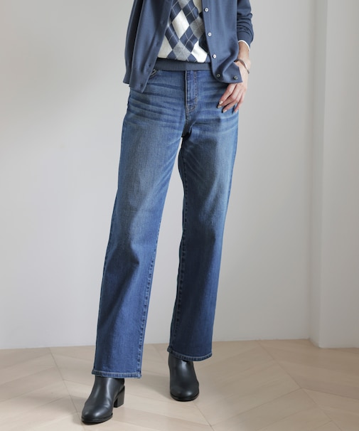 【洗える】BASIC STRETCH DENIM ボーイフィット パンツ