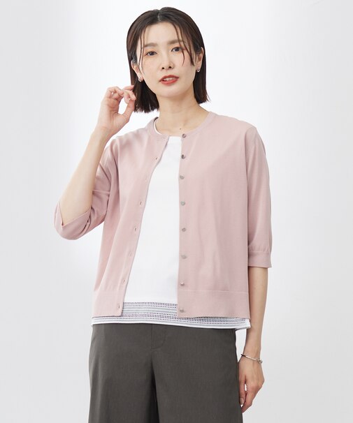 【洗える・抗菌防臭】COTTON ACETATE DRY クルーネック カーディガン