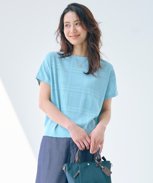 【洗える】メッシュ パターン ニット