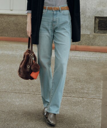 【洗える】BASIC STRETCH DENIM ボーイフィット デニム
