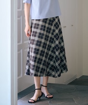 【WEB限定カラーあり・洗える】SOFT SHEER チェック フレア スカート