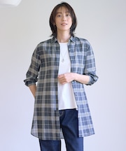 【WEB限定カラーあり・洗える】SOFT SHEER チェック ロング シャツ