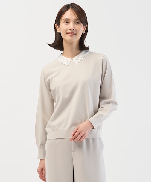 レーヨンストレッチ 刺?襟 ニット