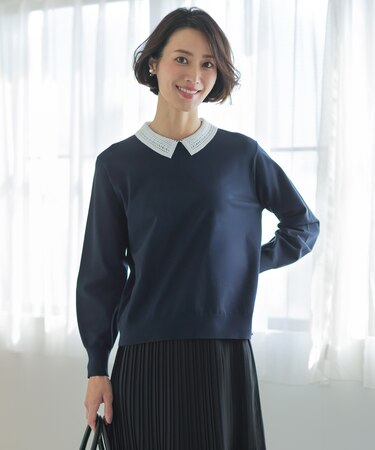 レーヨンストレッチ 刺?襟 ニット