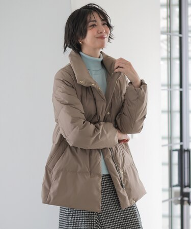 【洗える・2way】タフタダウン ミドル丈 コート