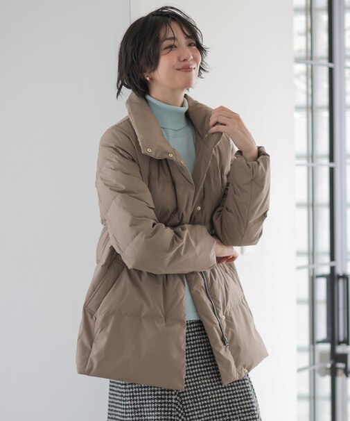 【洗える・2way】タフタダウン ミドル丈 コート