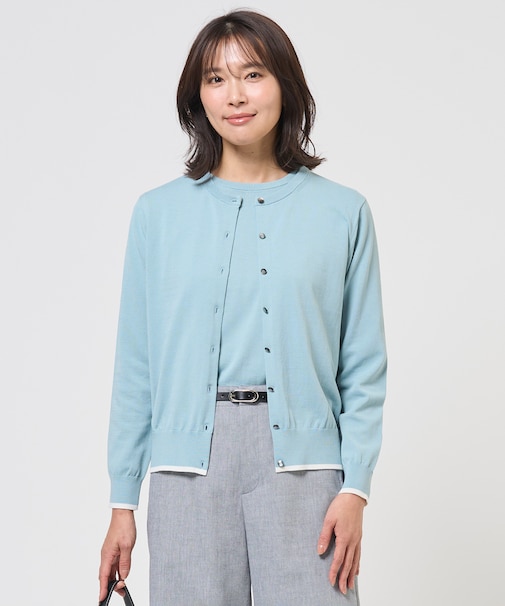 【アンサンブル着用可】BASIC HT COTTON クルーネック カーディガン