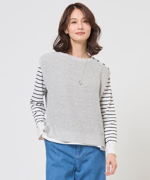 【WEB限定カラーあり・プラスワンアイテムに】LINEN COTTON ニット ベスト