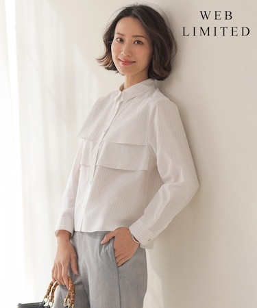 【WEB限定カラーあり・一枚で着映え】COTTON TEX シャツ ブラウス