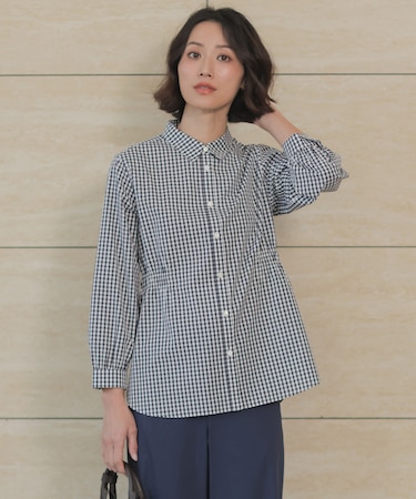 【WEB限定カラーあり】コンパクトエステネージュ シャーリング シャツ ブラウス