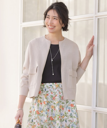 LINEN COTTON BLEND ニット ブルゾン