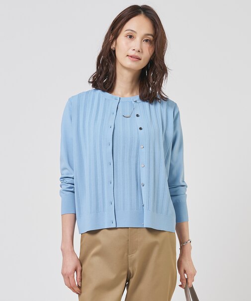【アンサンブル着用可】Rayon Elite Stretch クルーネック カーディガン