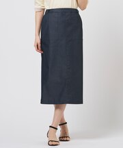【WEB限定カラーあり】TCシャンブレーサテンST ナロー スカート