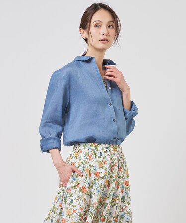 【WEB限定カラーあり・2way・セット着用可】リネン シャツ ブラウス