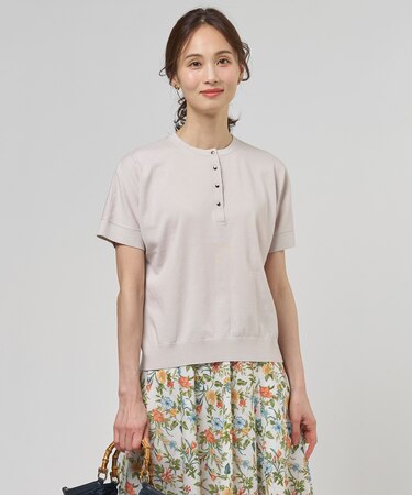 COOL MINT COTTON POLYESTER ヘンリーネック ニット プルオーバー