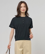 COOL MINT COTTON POLYESTER ヘンリーネック ニット プルオーバー