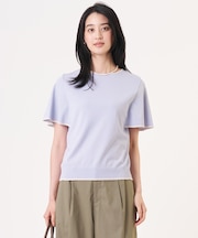 【シーンレスに活躍】COOL MINT COTTON POLYESTER フレアスリーブ ニット プルオーバー