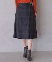 【WEB限定カラーあり】T/W ミルドチェック&千鳥 Aライン スカート