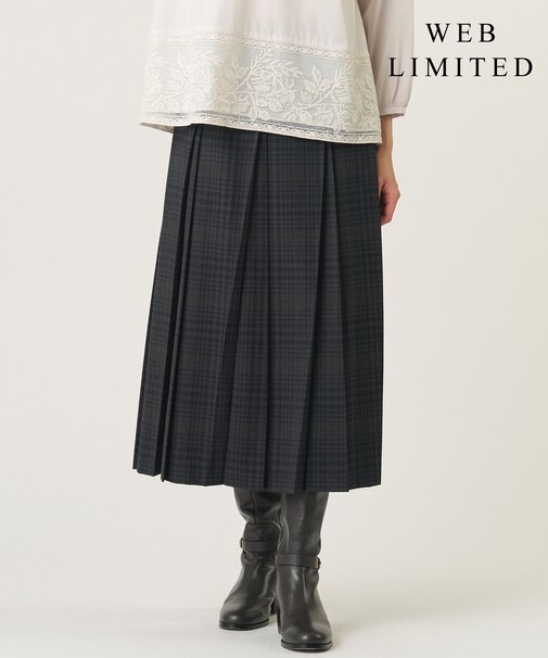 【WEB限定カラーあり】T/W ミルドチェック＆千鳥 プリーツ スカート