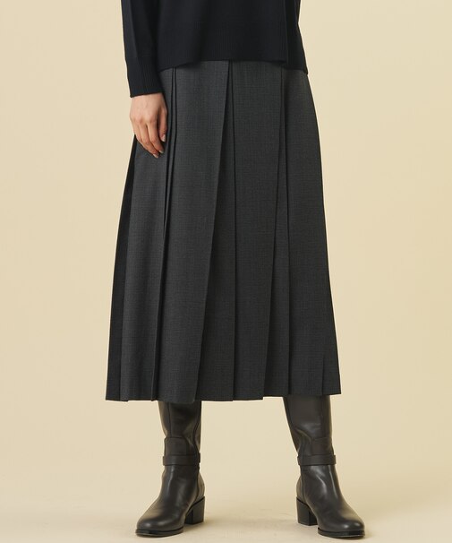 【WEB限定カラーあり】T/W ミルドチェック＆千鳥 プリーツ スカート