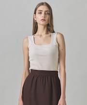 【洗える】【OUR WACOAL コラボ】カップイン スクエアネック タンクトップ