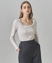 【洗える】【OUR WACOAL コラボ】カップイン スクエアネックロングTシャツ