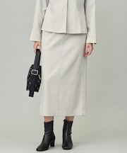 【CLASSY.掲載・裏起毛】 ウォームサテン Iラインスカート