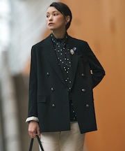 【CLASSY.掲載】ウール2WAYハードツイル ダブルブレストジャケット