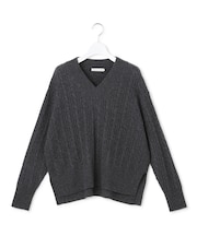 ソフトカシミヤミックス ケーブルVネックニット