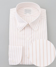 【形態安定】PREMIUMPLEATS_レギュラーカラー 通年ドレスシャツ(ボーダー)