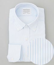 春夏向け【形態安定】SUMMERPREMIUMPLEATS_スモールボタンダウンカラー 長袖ドレスシャツ_ストライプ(25年春夏モデル)