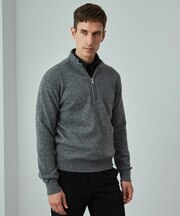WEB限定【洗える】カシミヤ混 ハーフジップニット