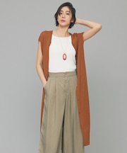 【レイヤードスタイル・着こなし自在】ペーパーブレンドニット ジレ