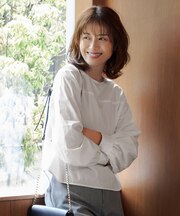 【オリジナル柄・ロングシーズン・着まわし万能】SOMELOSクロップド丈 ブラウス
