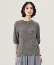 【アンサンブル対応・洗える】スパンコールプルオーバー ニット