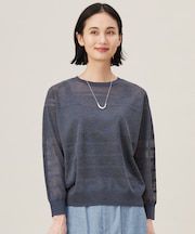 【ワコールコラボ】【洗える】シアーボーダー ニット