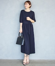 【セレモニー・オケージョン】シフォンプリーツ ワンピース