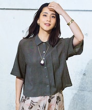 【カタログ掲載・涼感シアー】スラブボイルタック ブラウス
