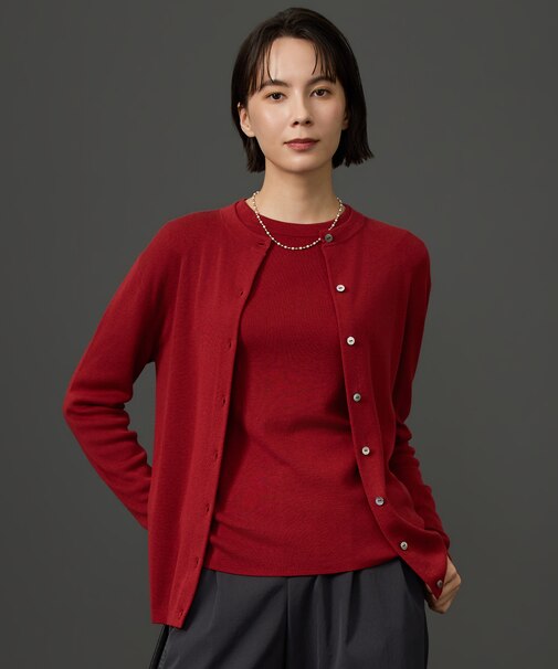 【SHIHOさん着用・アンサンブル対応可・上品ベーシック】リファインソフトニット カーディガン