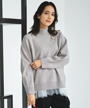 【カタログ掲載】ウールカシミヤブレンドスパンコールハイネック ニット