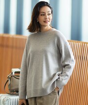 【カタログ掲載】ウールカシミヤブレンドスパンコールクルーネック ニット