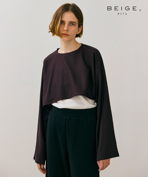 【BEIGE、ecru/WEB限定・洗える】JERSEY STITCH / コットンクロップドトップス