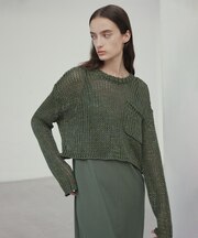 【洗える・STORY 6月号掲載】THYME / クルーネックコットンメッシュニット