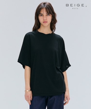 【BEIGE、ecru/WEB限定・洗える】FINE DRY TOUCH / ねじりデザインコットンオーバーサイズTシャツ