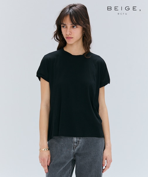 【BEIGE、ecru/WEB限定・洗える】FINE DRY TOUCH / ねじりデザインコットンクルーネックTシャツ