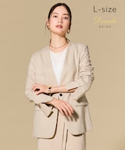【Lsize・ロングセラー】CAROLE / リネンライクノーカラーハーフ丈ジャケット