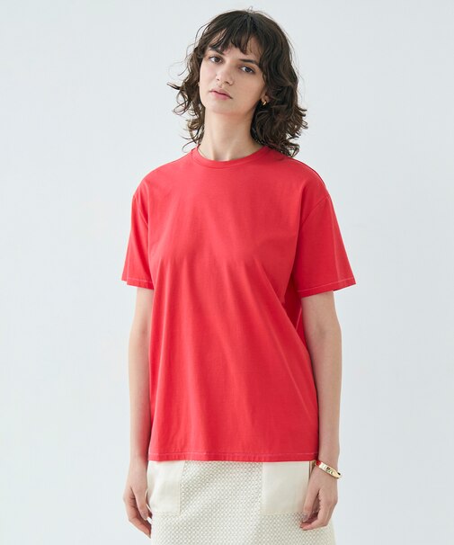 【洗える】VERONICA / カラーステッチ半袖クルーネックTシャツ