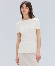 【洗える】BRERA / オフショルダーストレッチリブニット