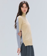【洗える・VERY NaVY掲載】LA MONNAIE / バイカラーウールタートルニット