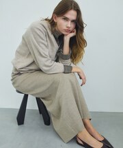 MONTAIGNE / イージーウエストウールロングスカート